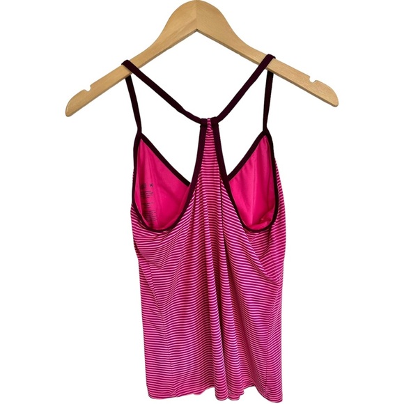 Carve Designs Catalina Striped Tankini Swim Top Pink Plum Shelf Bra Size Medium - Picture 7 of 10
